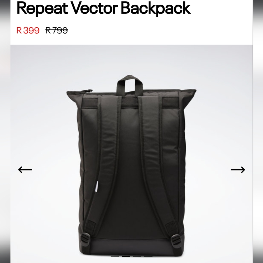 Black Reebok Backpack With Unique Tiered Zipper Pocket Design - Picture 6 of 15